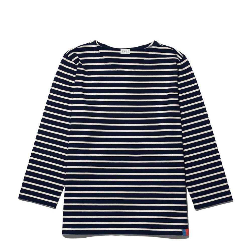 KULE long sleeve striped shirt- THE classic Bardot Navy/Cream XS - Picture 2 of 3